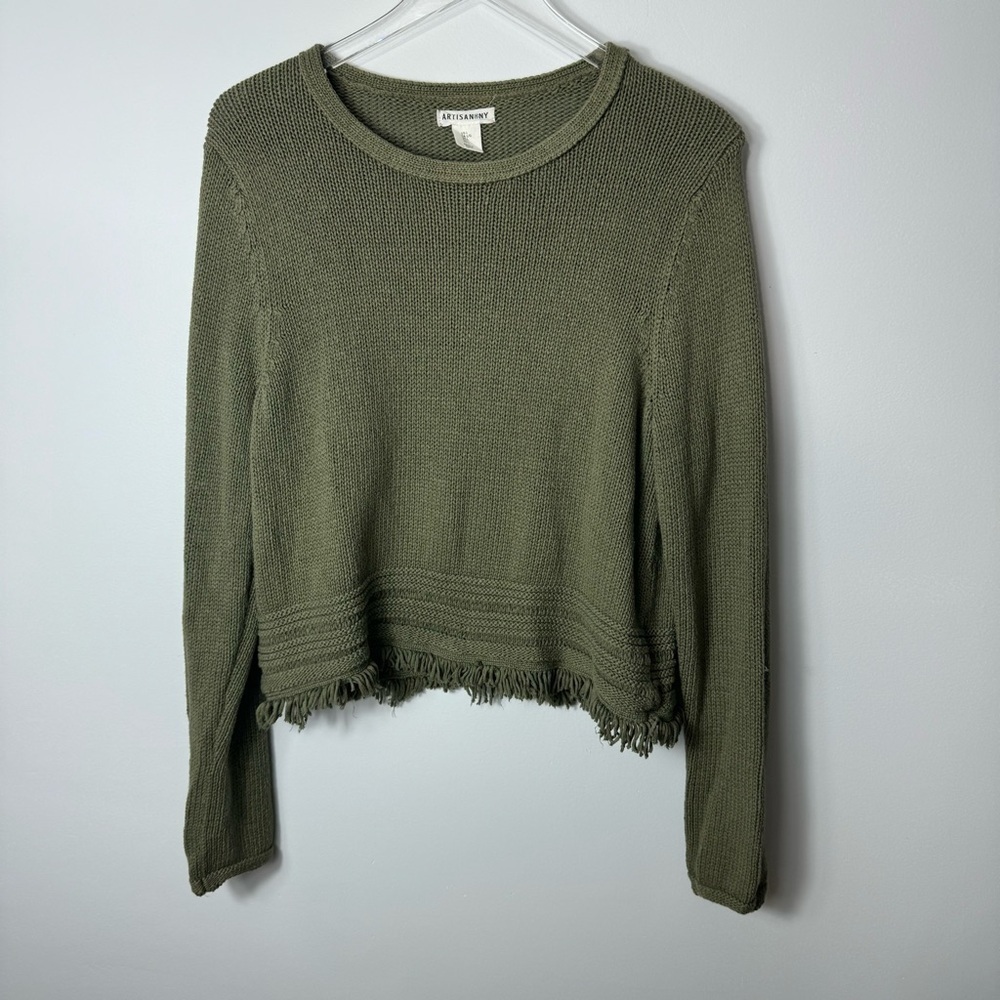 Artisan NY fring bottom green knit sweater size large 1901